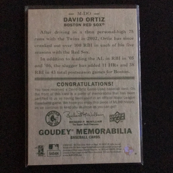 David Ortiz Goudey Memorabilia limited edition - Picture 2 of 2